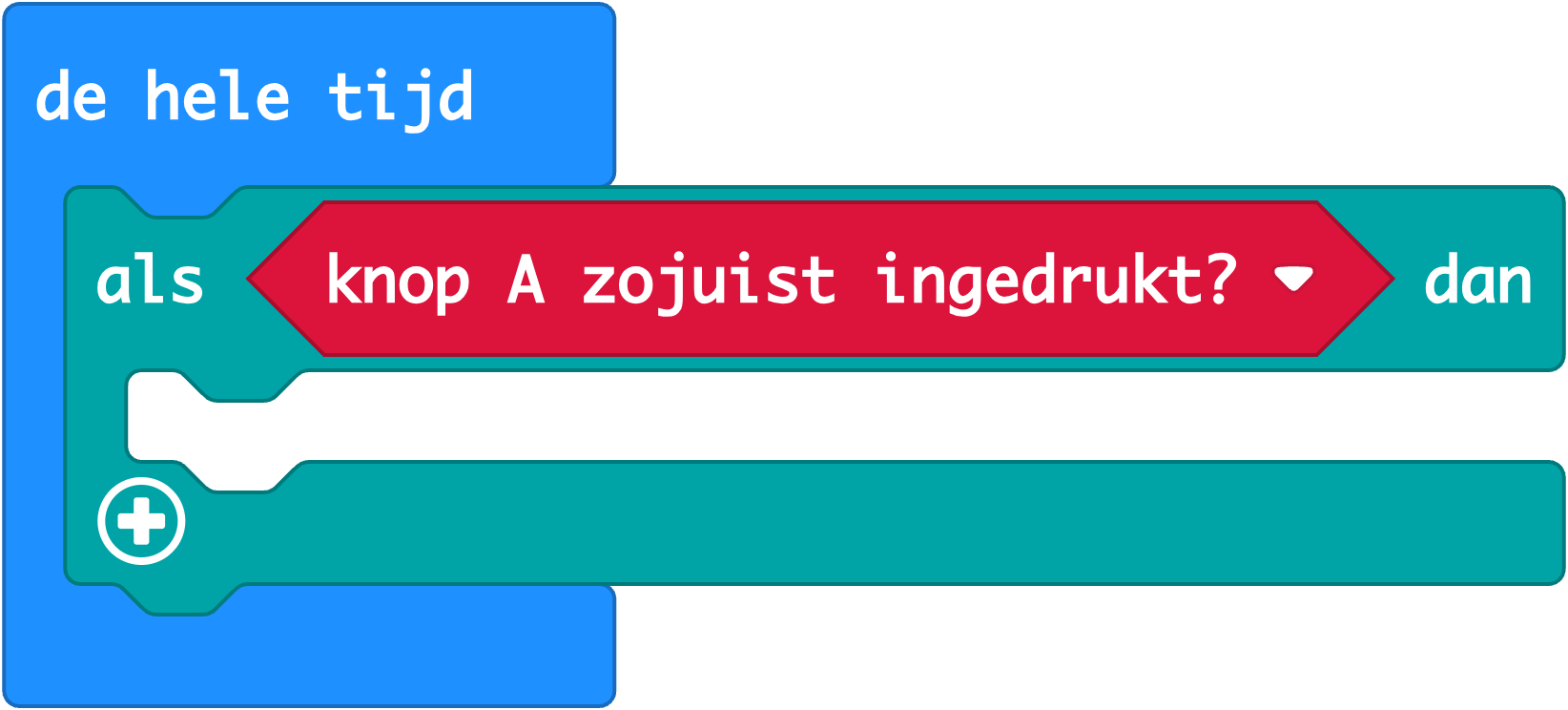 Blok voor gebeurtenis met een knop in Micro:bit-code