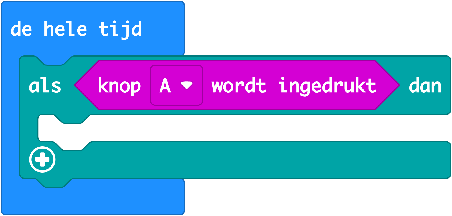 Blok voor de actuele status van een knop in Micro:bit-code